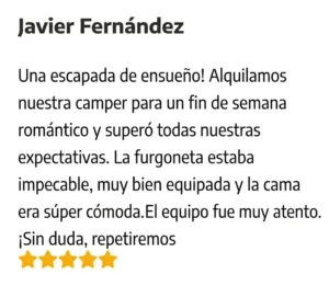 Recensione di un cliente sul noleggio di un furgone camper a Ibiza - Can Camper